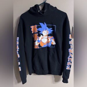 Dragon Ball Z Bird Studios Pullover Hoodie Black Orange Blue Ramen Bowl Medium